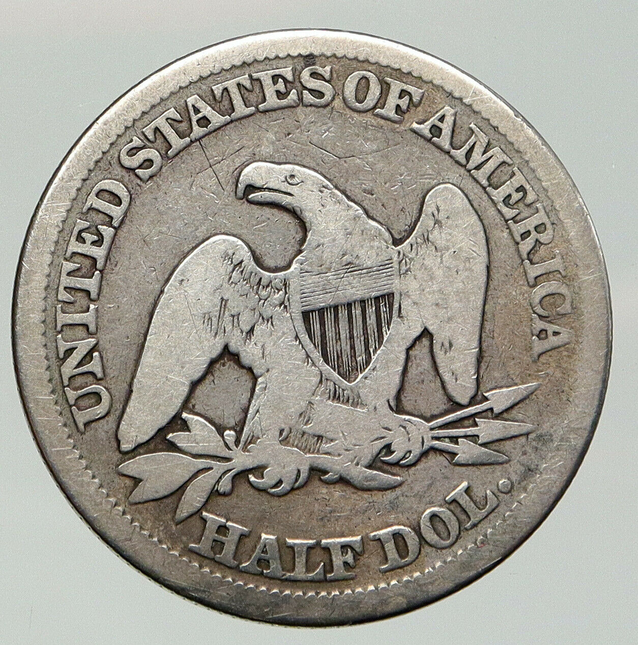 1854 O UNITED STATES US Silver SEATED LIBERTY Half Dollar Coin w EAGLE i92049