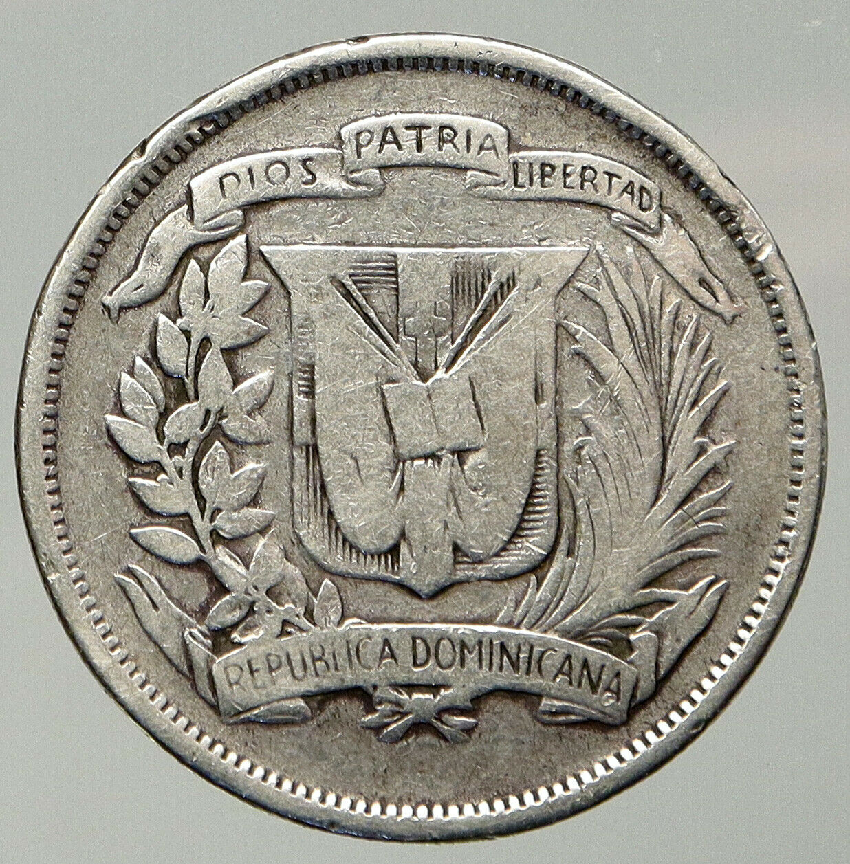 1937 DOMINICAN REPUBLIC Silver Liberty LIBERTO Silver MEDIO 1/2 PESO Coin i92589