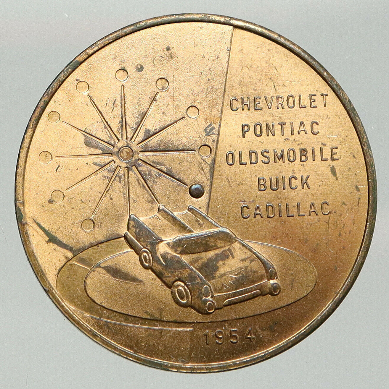 1954 UNITED STATES US General Motors CARS AUTOMOBILE Antique Medal Token i92055