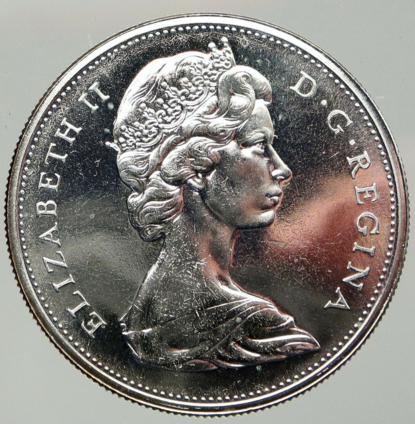 1965 CANADA UK Queen Elizabeth II Voyagers Proof-like Silver Dollar Coin i92564