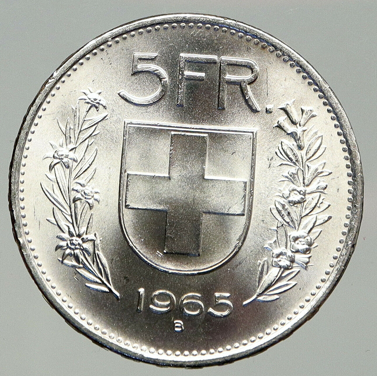 1965 B Switzerland Founding HERO WILLIAM TELL 5 Francs Silver Swiss Coin i92556