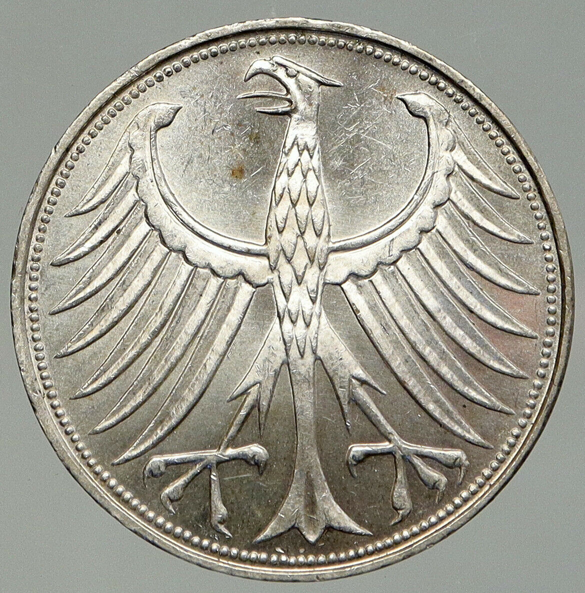 1951 D GERMANY Vintage Winged Eagle OLD German Large 5 Mark Silver Coin i92539