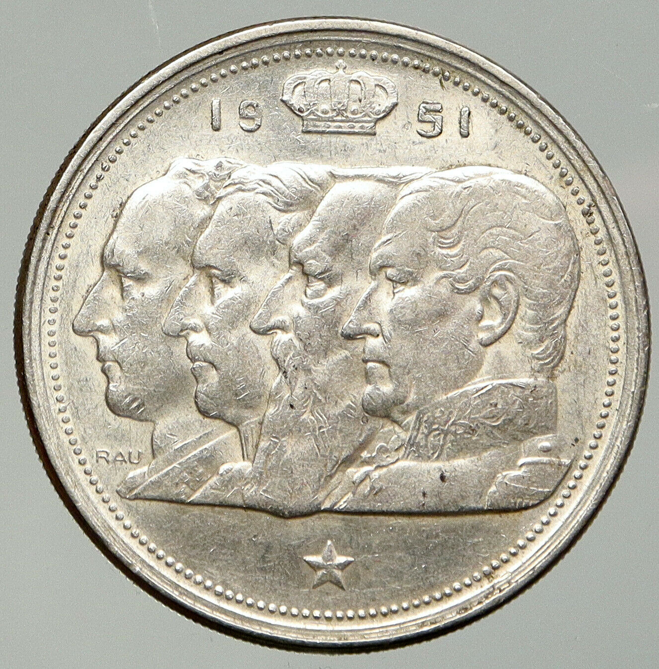 1951 BELGIUM Kings Leopold I II III & Albert I OLD Silver 100 Francs Coin i92552