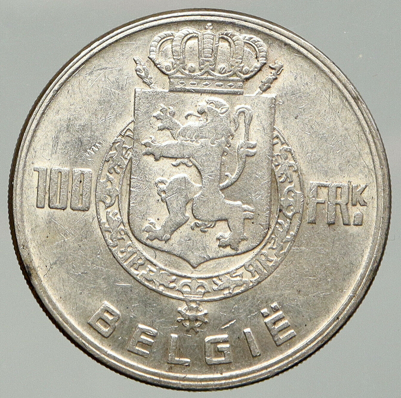 1951 BELGIUM Kings Leopold I II III & Albert I OLD Silver 100 Francs Coin i92552