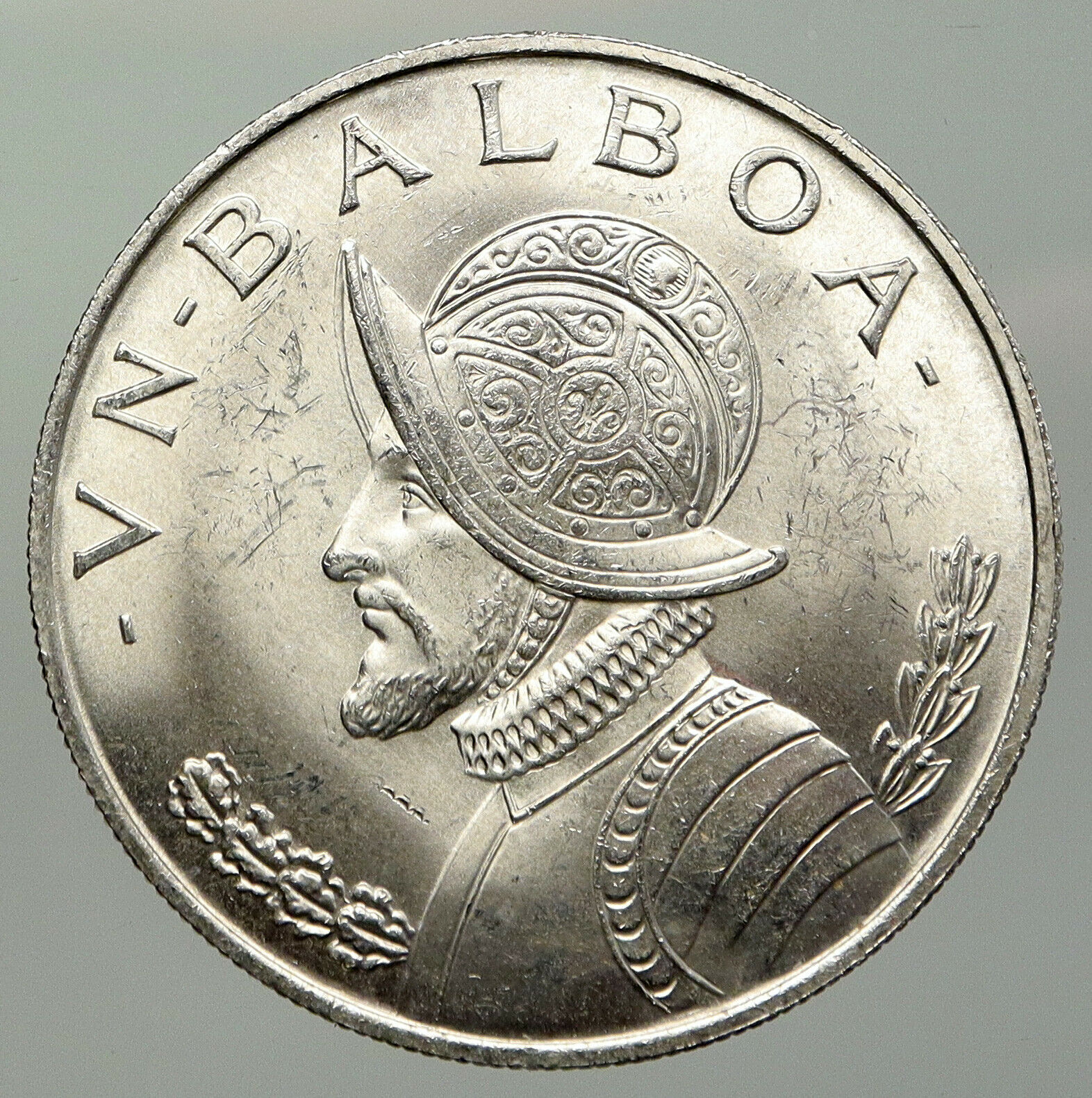 1966 PANAMA Large Silver CONQUISTADOR Old VINTAGE Silver BALBOA Coin i93022