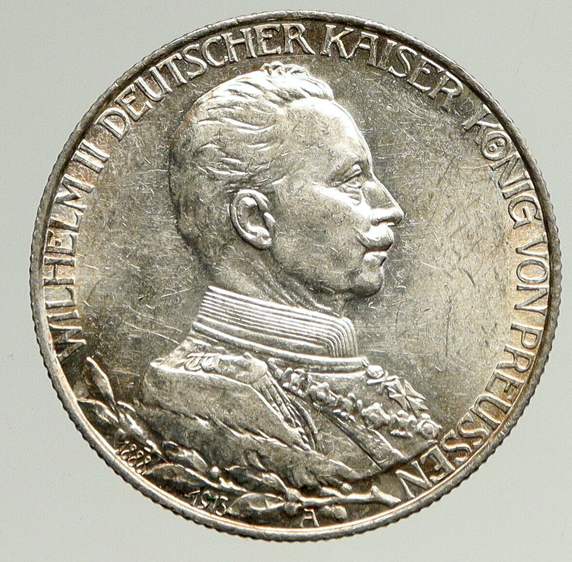 1913 PRUSSIA KINGDOM Germany WILHELM II Antique Silver 2 Mark German Coin i93629