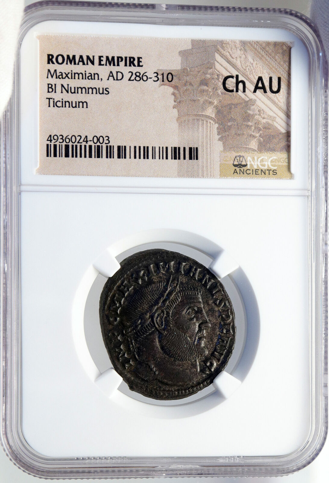 MAXIMIAN Authentic Ancient 305AD Original Roman Coin w FIDES NGC Ch AU i82607