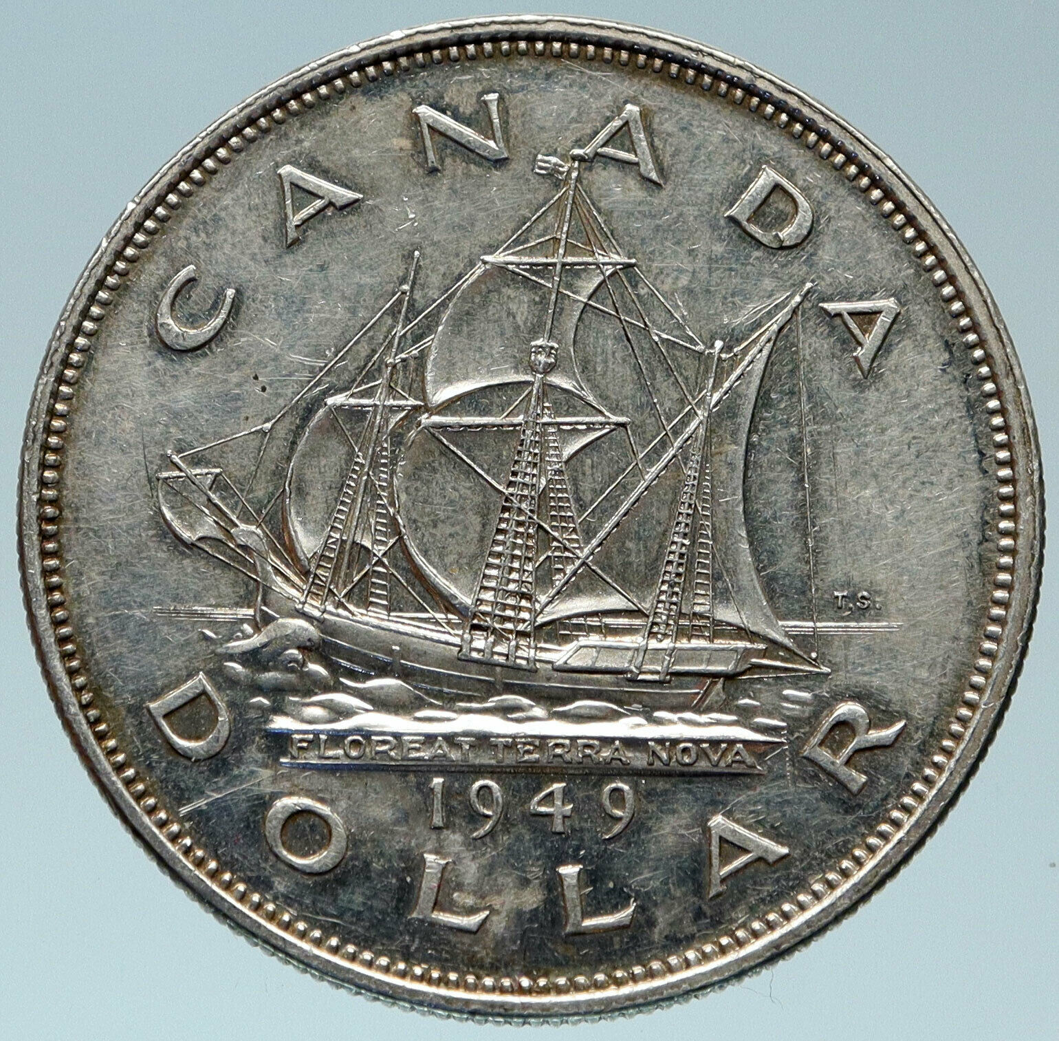 1949 CANADA UK King George VI SHIP Newfoundland OLD Silver Dollar Coin i82926