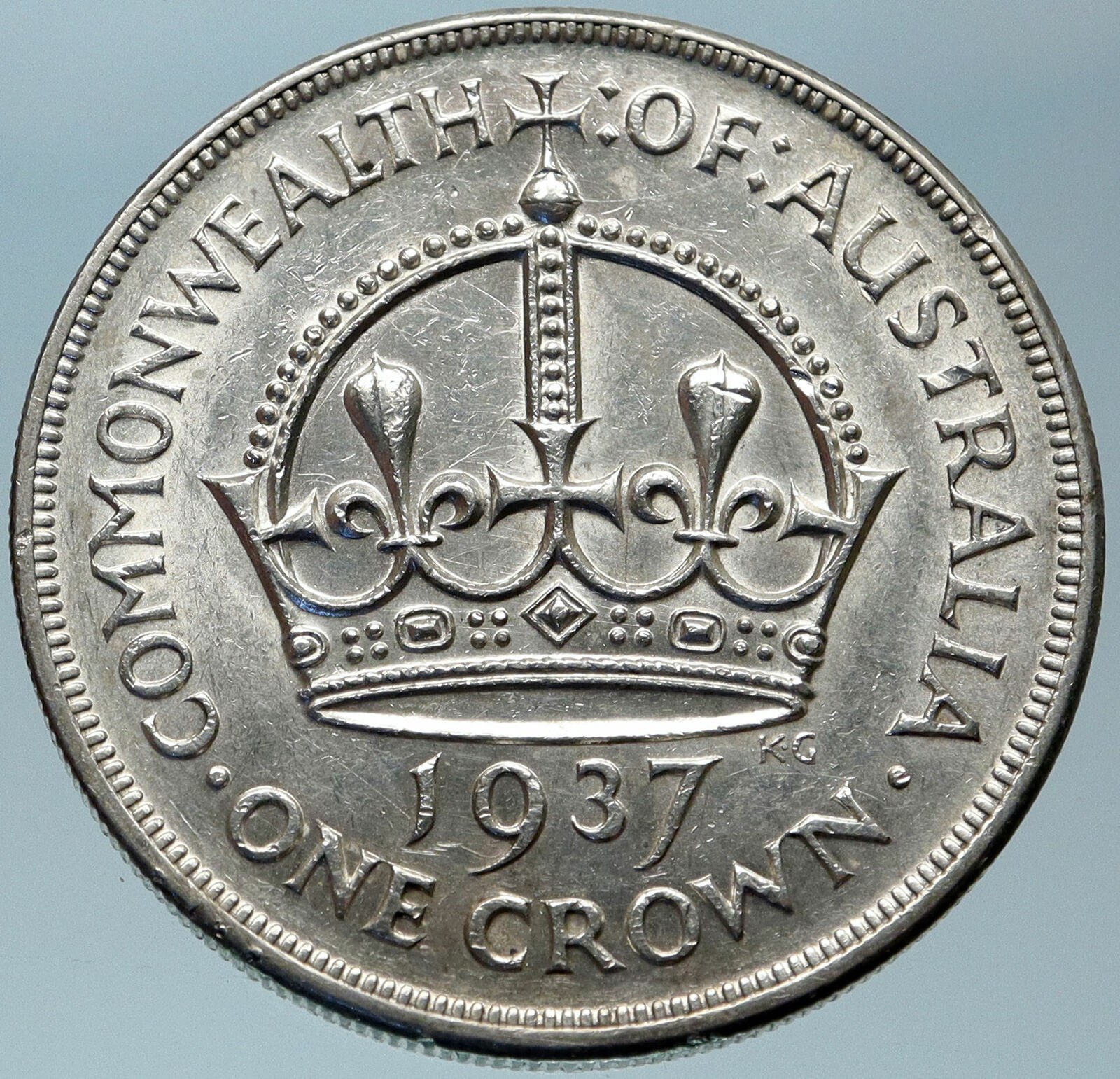 1937 AUSTRALIA Great Britain UK King George VI Big SILVER CROWN Coin i82886