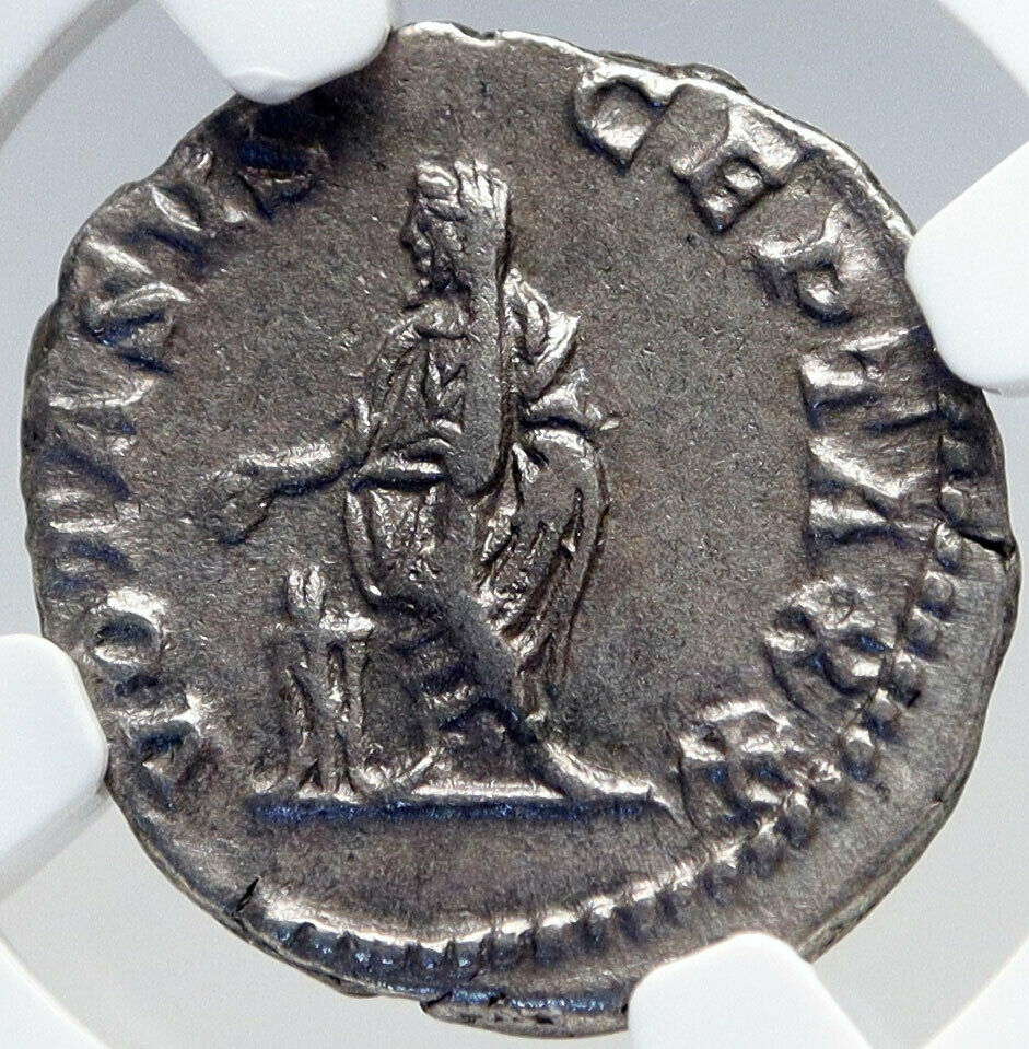 SEPTIMIUS SEVERUS at ALTAR Authentic Ancient 208AD Rome Silver Roman Coin i82612