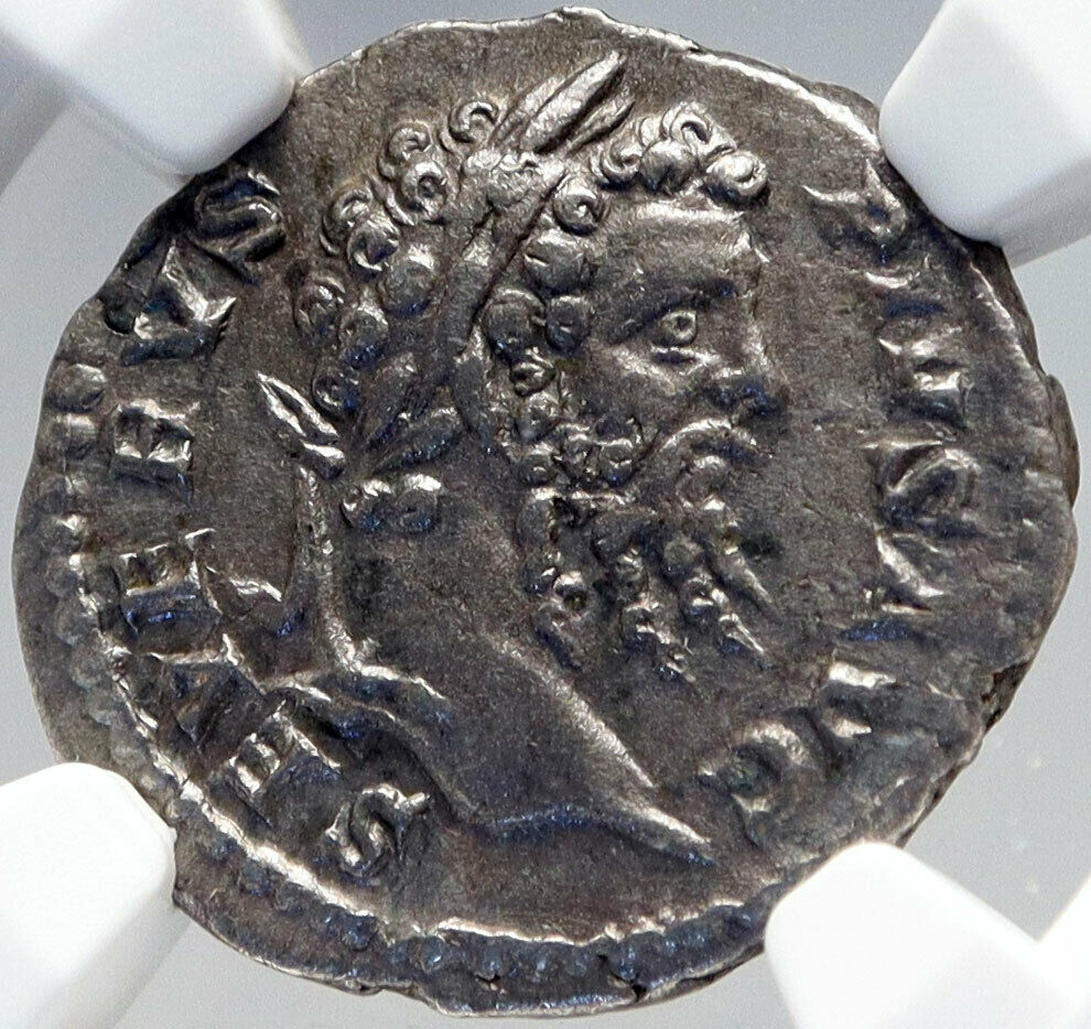 SEPTIMIUS SEVERUS at ALTAR Authentic Ancient 208AD Rome Silver Roman Coin i82612