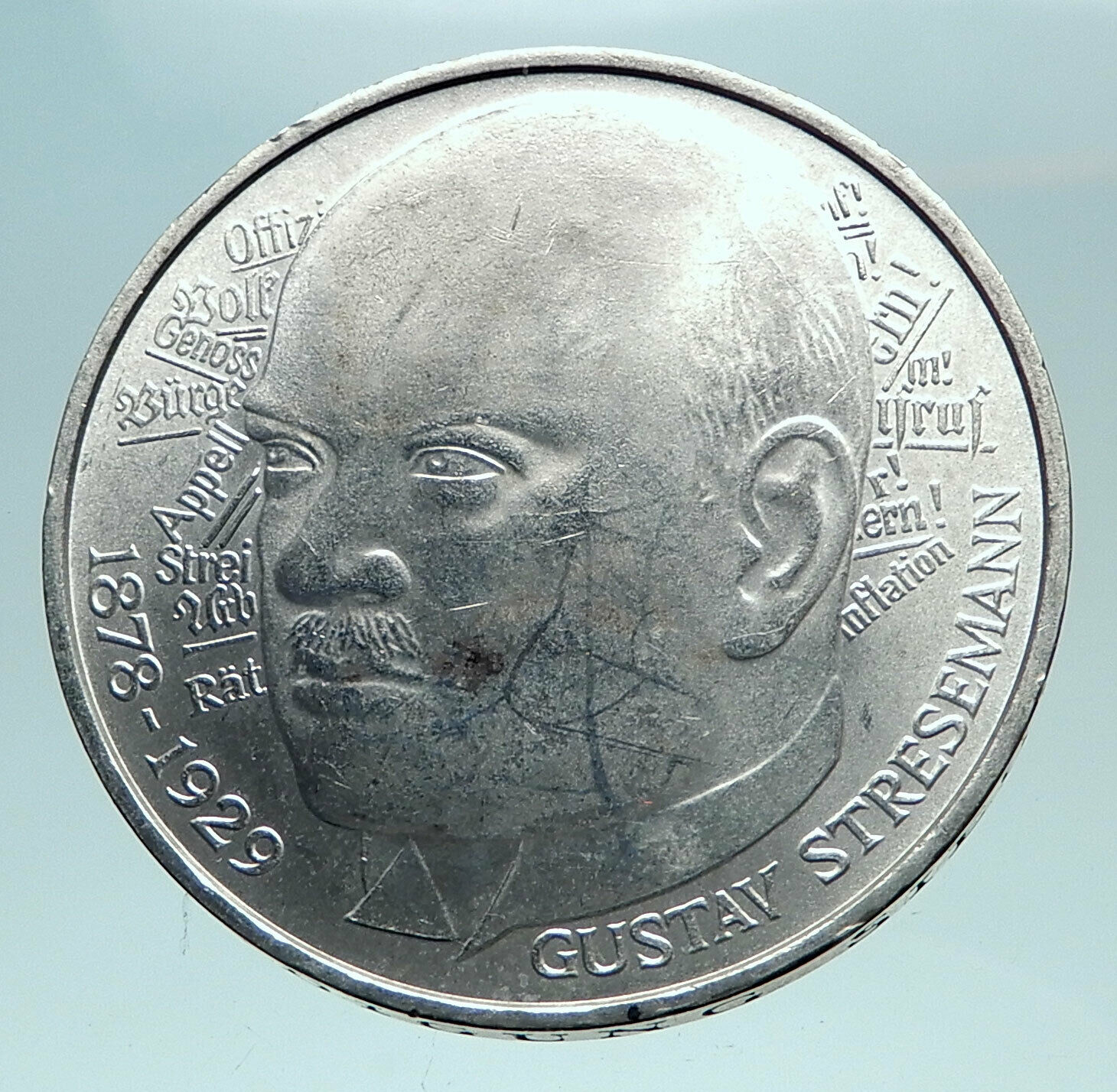 1978 GERMANY Politician Friedrich Ebert Antique Silver 5 Mark GERMAN Coin i82552