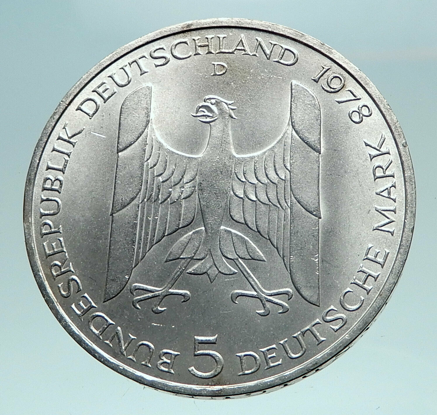 1978 GERMANY Politician Friedrich Ebert Antique Silver 5 Mark GERMAN Coin i82552