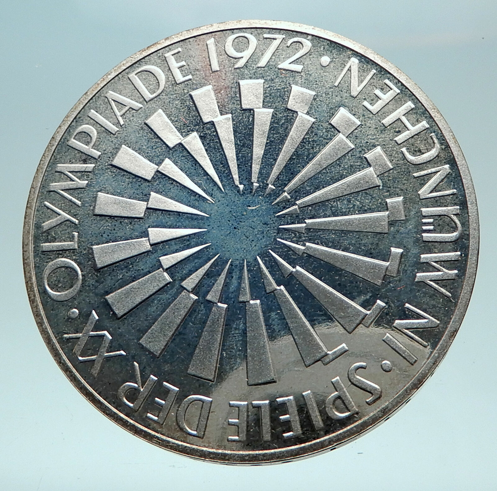 1972 Germany Munich Summer Olympic Antique OLD Proof Silver 10 Mark Coin i82551