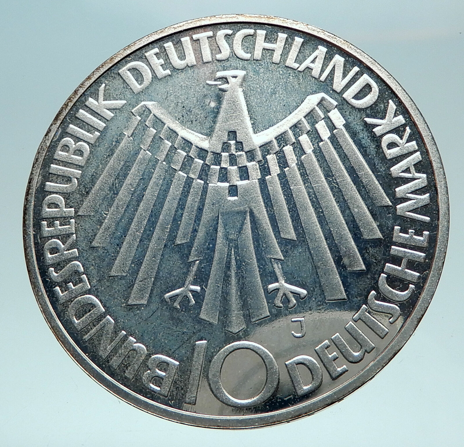 1972 Germany Munich Summer Olympic Antique OLD Proof Silver 10 Mark Coin i82551