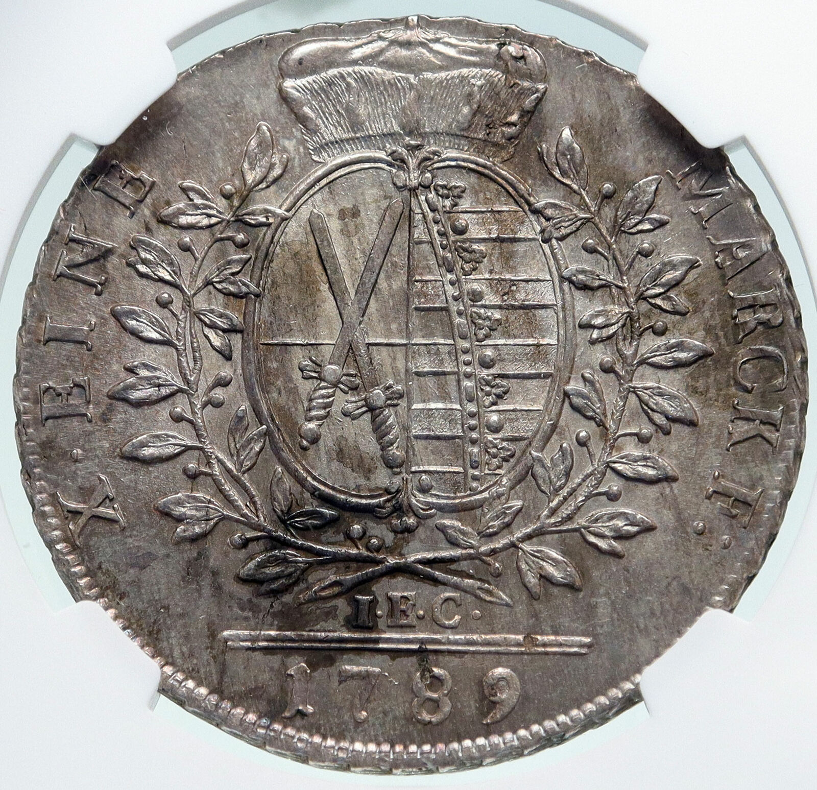 1789 GERMANY German SAXONY Elector Fred Augustus SILVER Thaler Coin NGC i86551