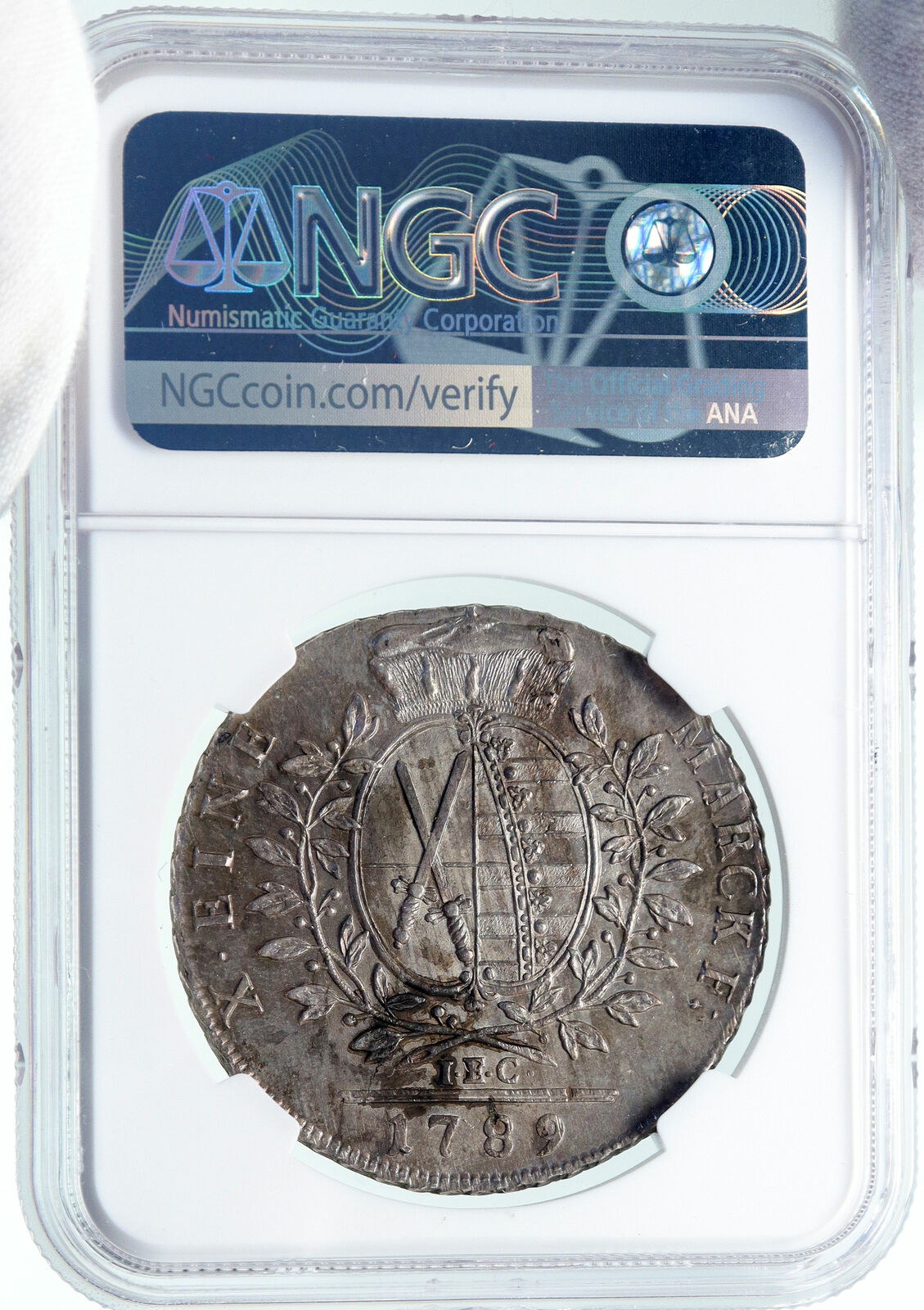 1789 GERMANY German SAXONY Elector Fred Augustus SILVER Thaler Coin NGC i86551