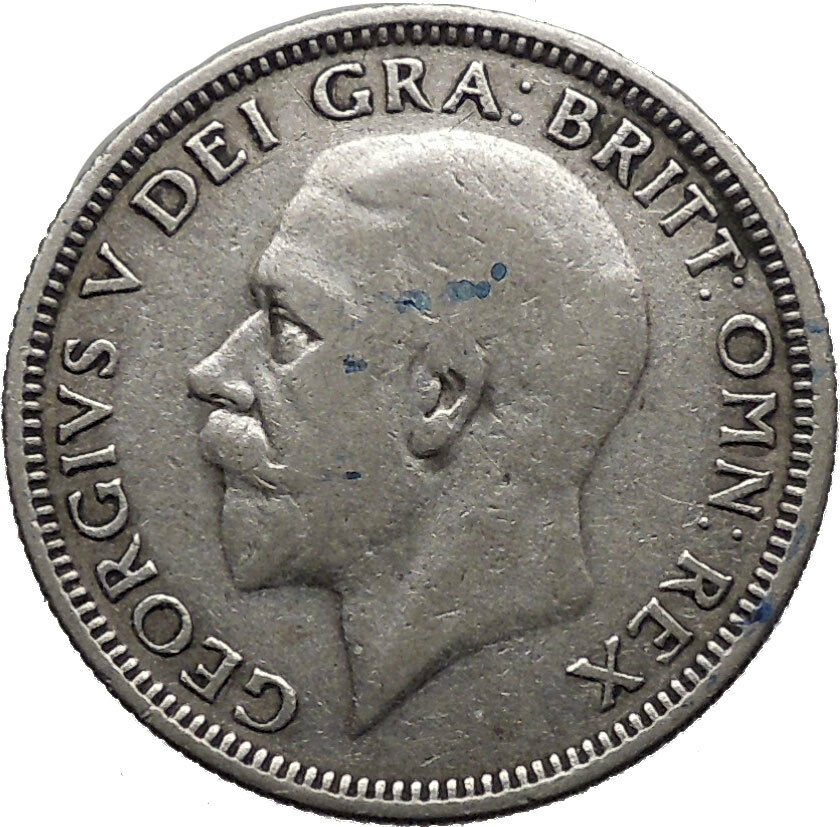 United Kingdom 1928 Silver 1 Shilling Coin with King George V Crowm Lion i32340