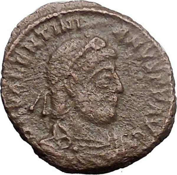 Valentinian I w Victory & labarum 364AD Ancient Roman Coin Christ monogr i30871