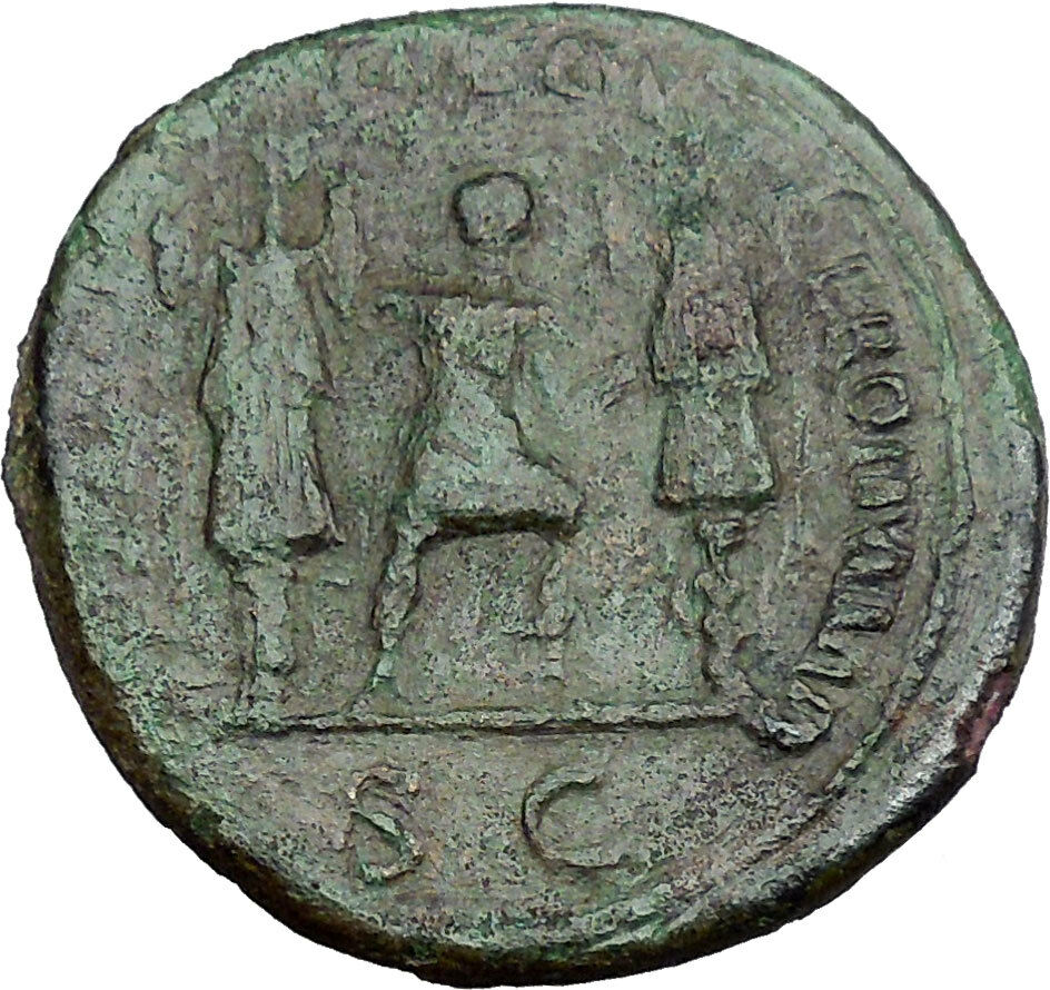 TRAJAN with trophy on either side 115AD HUGE Ancient Roman Tropaion i33478