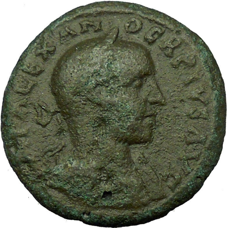 SEVERUS ALEXANDER 222AD Pella Macedonia Pan Syrinx Ancient Roman Coin i35156