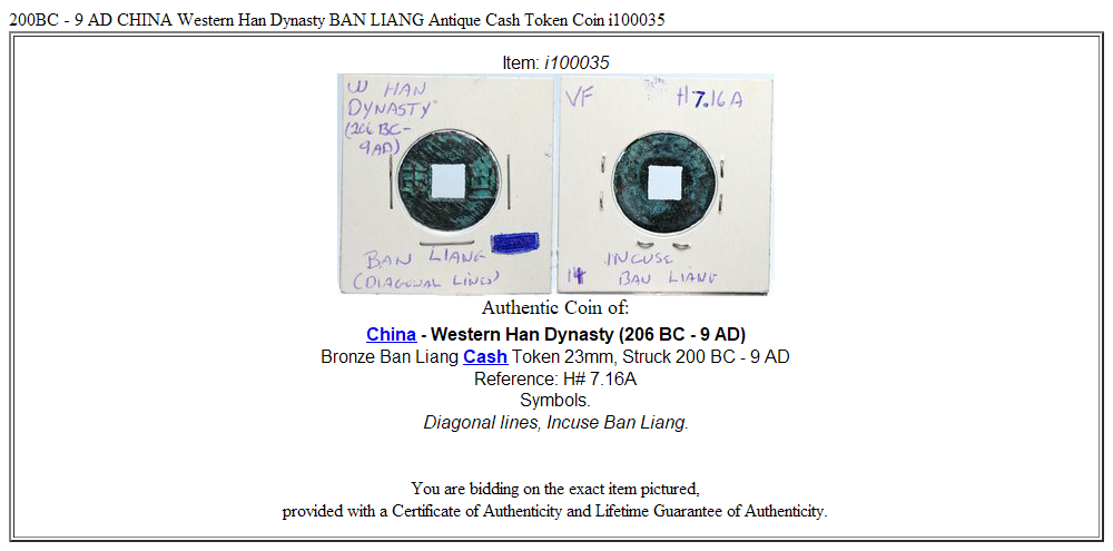 200BC - 9 AD CHINA Western Han Dynasty BAN LIANG Antique Cash Token Coin i100035