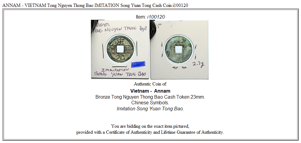 ANNAM - VIETNAM Tong Nguyen Thong Bao IMITATION Song Yuan Tong Cash Coin i100120