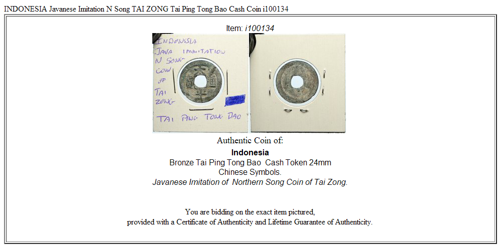 INDONESIA Javanese Imitation N Song TAI ZONG Tai Ping Tong Bao Cash Coin i100134