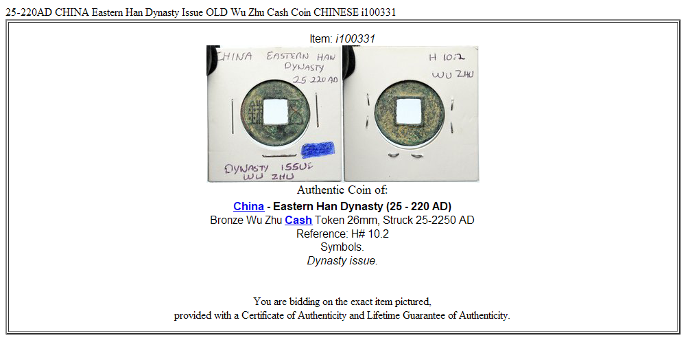 25-220AD CHINA Eastern Han Dynasty Issue OLD Wu Zhu Cash Coin CHINESE i100331