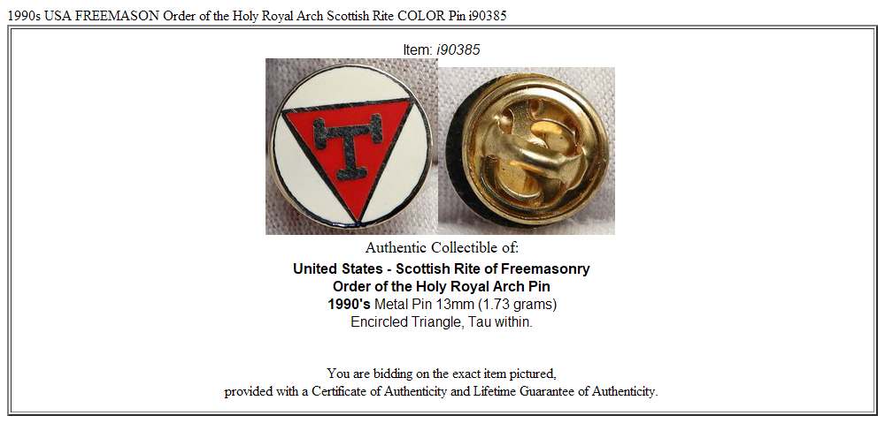 1990s USA FREEMASON Order of the Holy Royal Arch Scottish Rite COLOR Pin i90385