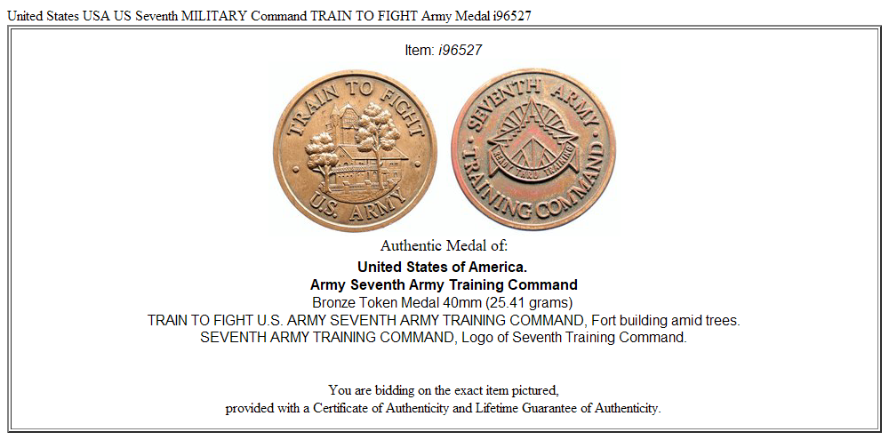 United States USA US Seventh MILITARY Command TRAIN TO FIGHT Army Medal i96527