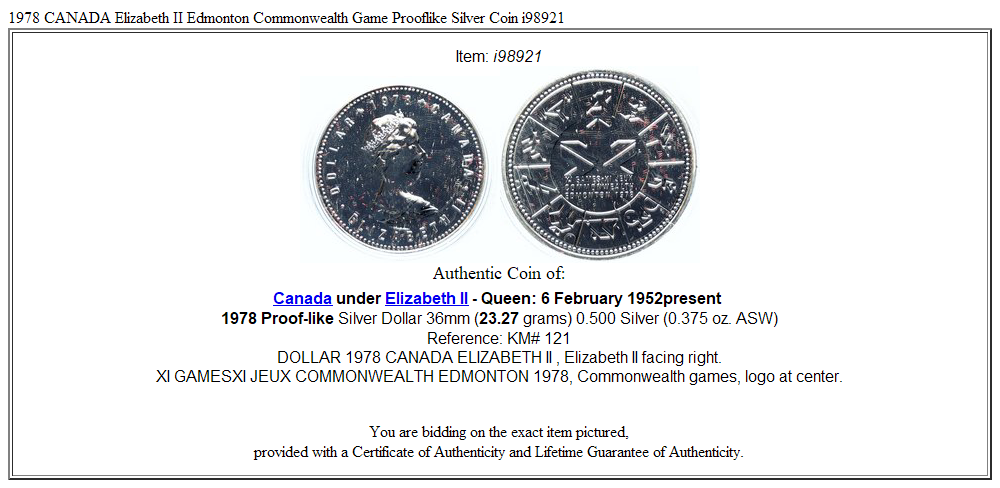 1978 CANADA Elizabeth II Edmonton Commonwealth Game Prooflike Silver Coin i98921