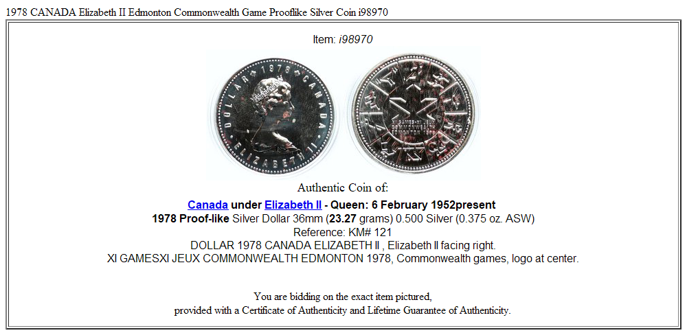 1978 CANADA Elizabeth II Edmonton Commonwealth Game Prooflike Silver Coin i98970