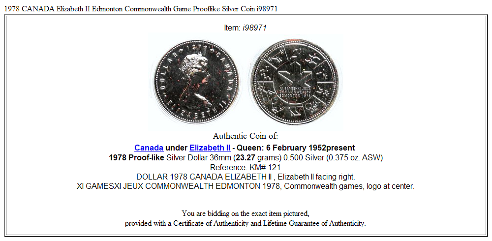 1978 CANADA Elizabeth II Edmonton Commonwealth Game Prooflike Silver Coin i98971