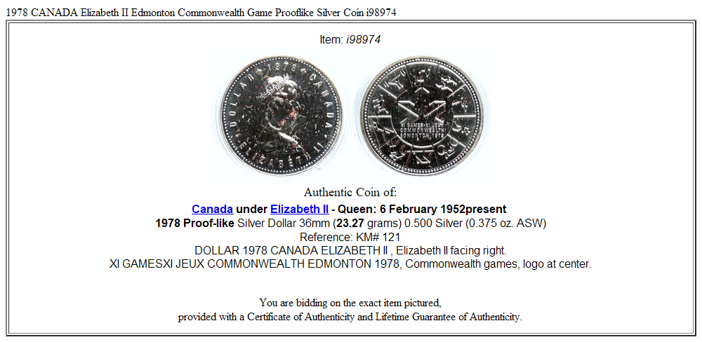 1978 CANADA Elizabeth II Edmonton Commonwealth Game Prooflike Silver Coin i98974