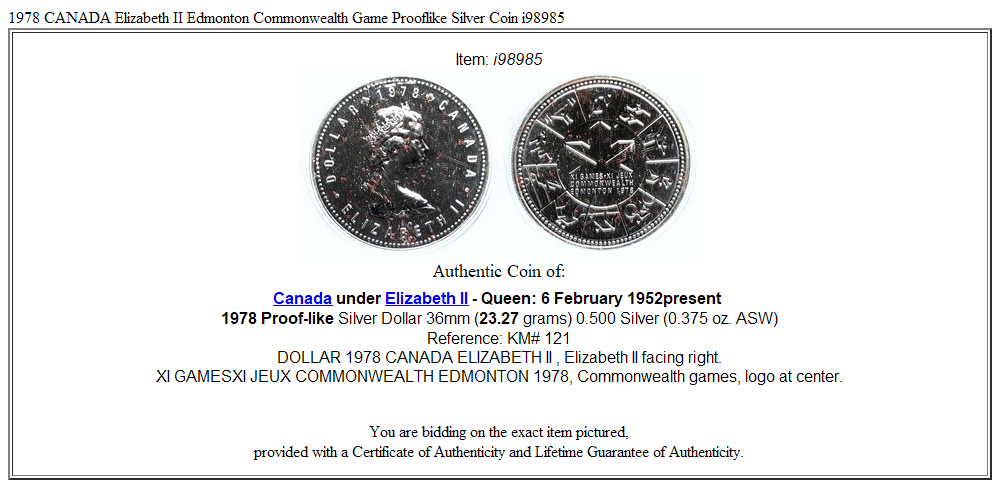 1978 CANADA Elizabeth II Edmonton Commonwealth Game Prooflike Silver Coin i98985