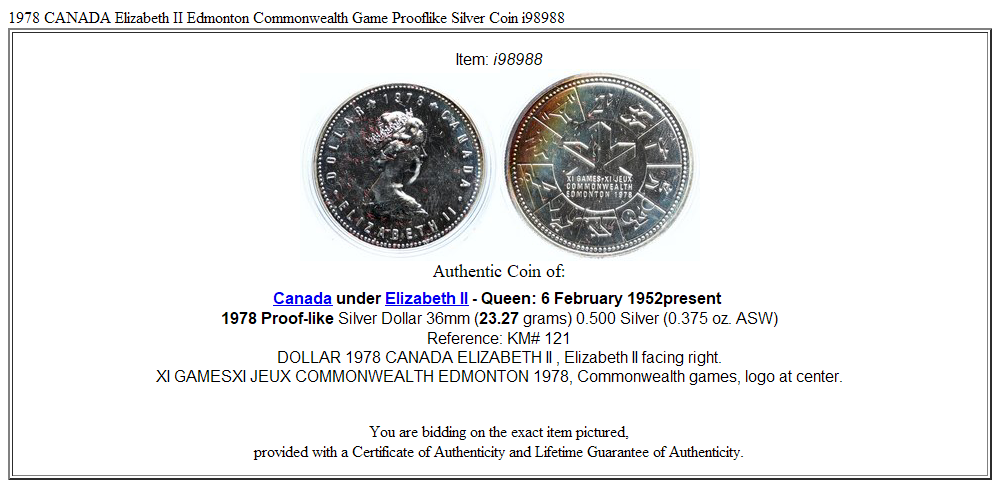 1978 CANADA Elizabeth II Edmonton Commonwealth Game Prooflike Silver Coin i98988