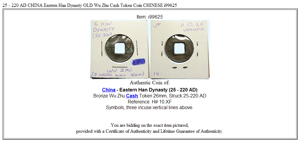 25 - 220 AD CHINA Eastern Han Dynasty OLD Wu Zhu Cash Token Coin CHINESE i99625