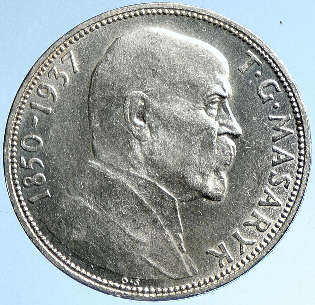 1937 CZECHOSLOVAKIA President Masaryk VINTAGE OLD Silver 20 Korun Coin i109896