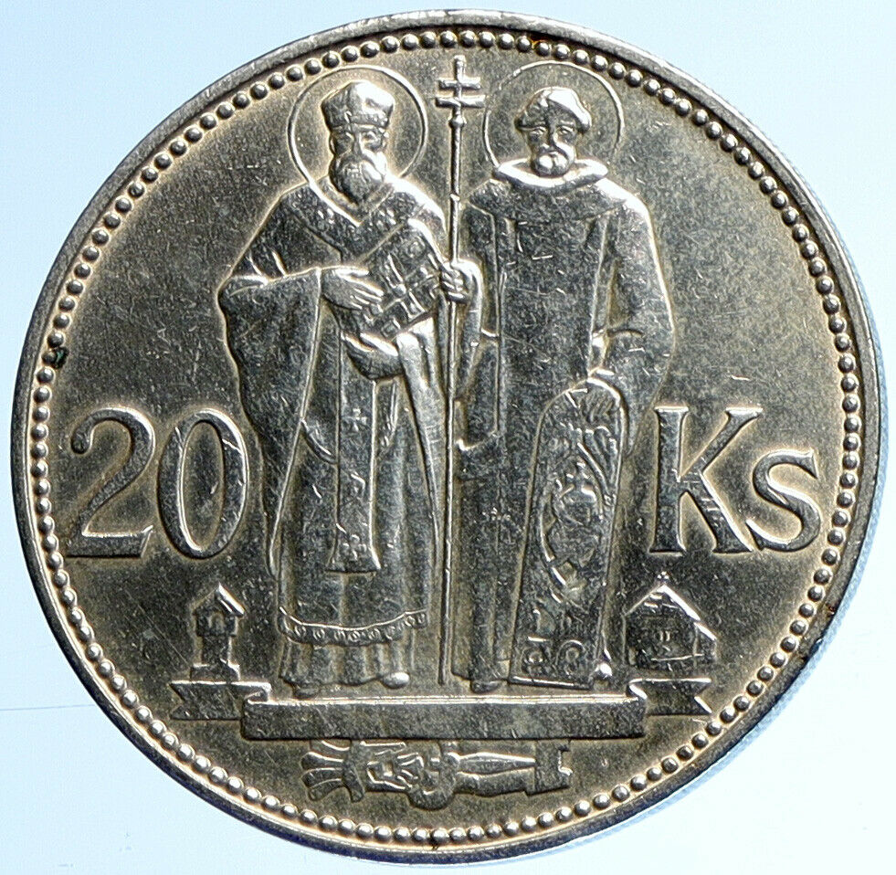 1941 SLOVAKIA SAINT CYRIL AND METHODIUS Slovakian Silver 20 Korun Coin i109902