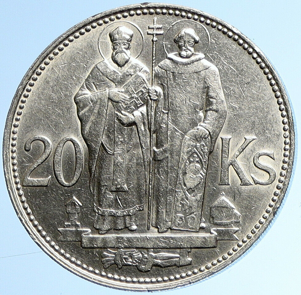 1941 SLOVAKIA SAINT CYRIL AND METHODIUS Slovakian Silver 20 Korun Coin i109905