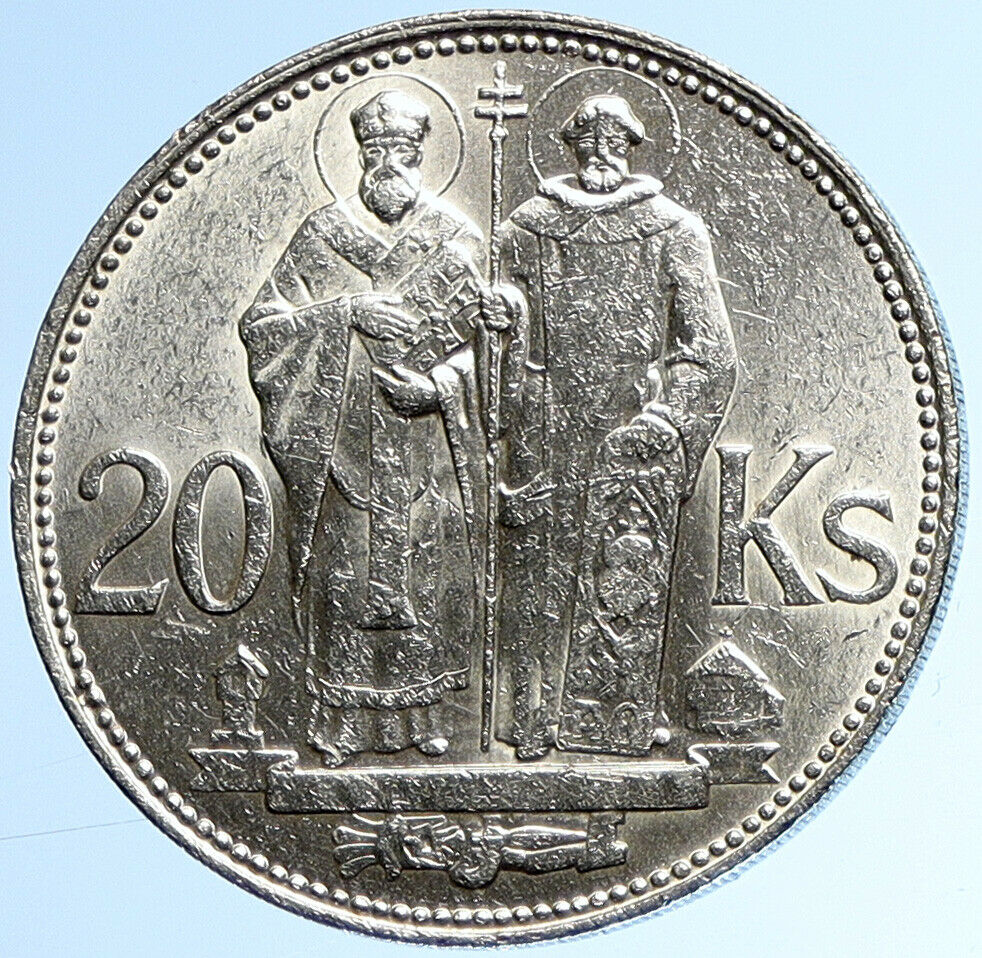 1941 SLOVAKIA SAINT CYRIL AND METHODIUS Slovakian Silver 20 Korun Coin i109906