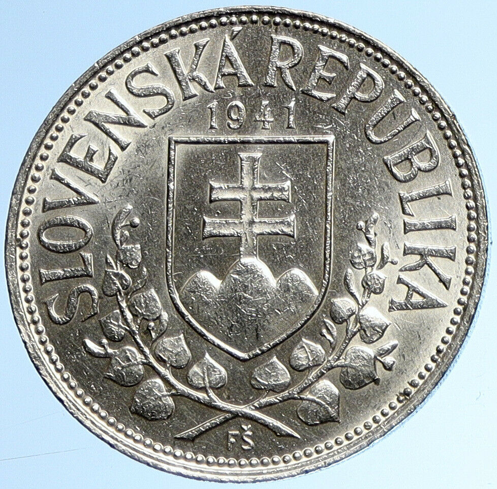 1941 SLOVAKIA SAINT CYRIL AND METHODIUS Slovakian Silver 20 Korun Coin i109906