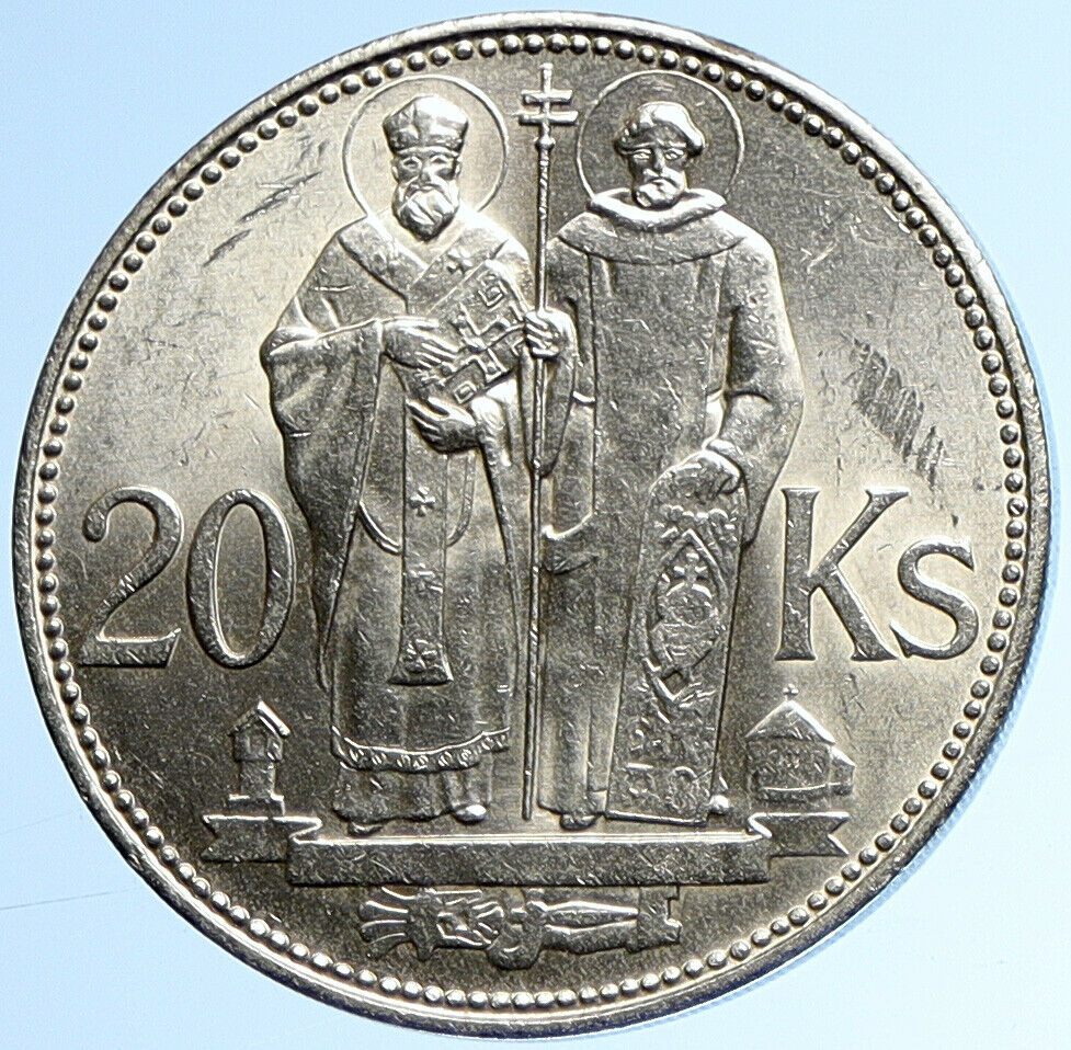 1941 SLOVAKIA SAINT CYRIL AND METHODIUS Slovakian Silver 20 Korun Coin i109907