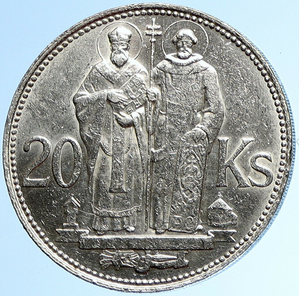 1941 SLOVAKIA SAINT CYRIL AND METHODIUS Slovakian Silver 20 Korun Coin i109913