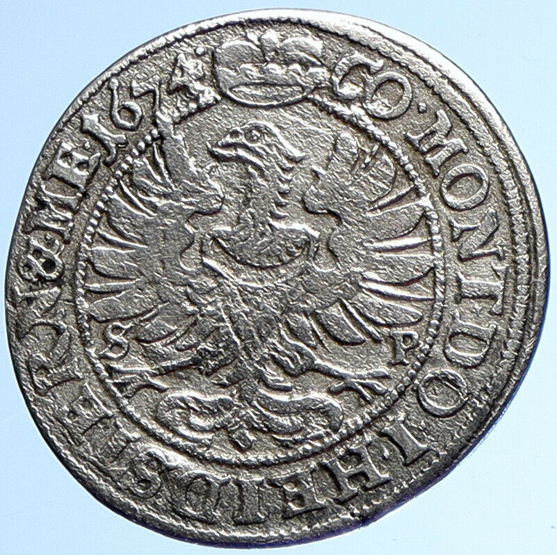 1674 WURTTEMBERG - OELS Germany SYLVIUS FRIEDRICH Billon 6 Kreuzer Coin i109918