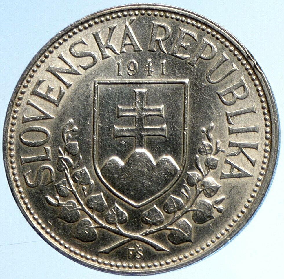 1941 SLOVAKIA SAINT CYRIL AND METHODIUS Slovakian Silver 20 Korun Coin i109903