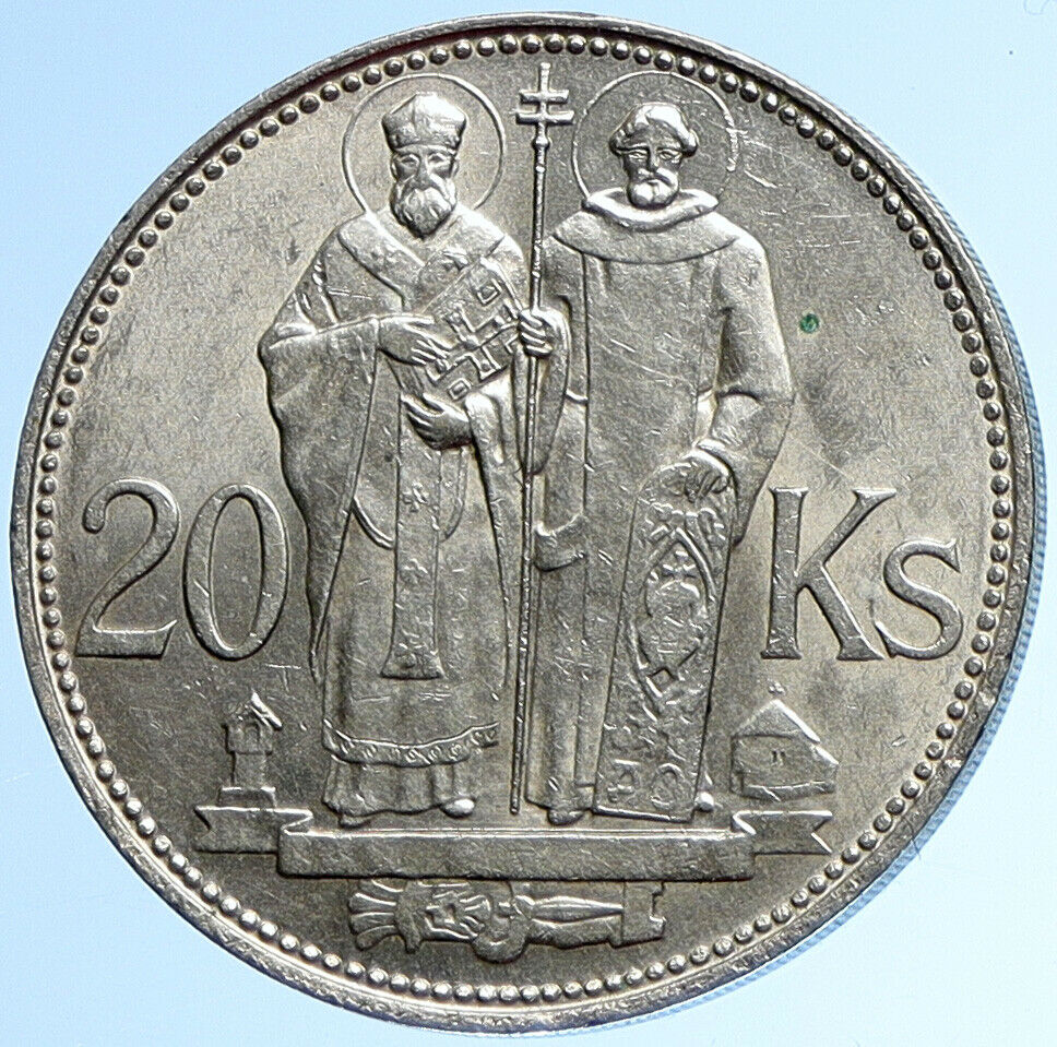 1941 SLOVAKIA SAINT CYRIL AND METHODIUS Slovakian Silver 20 Korun Coin i109917