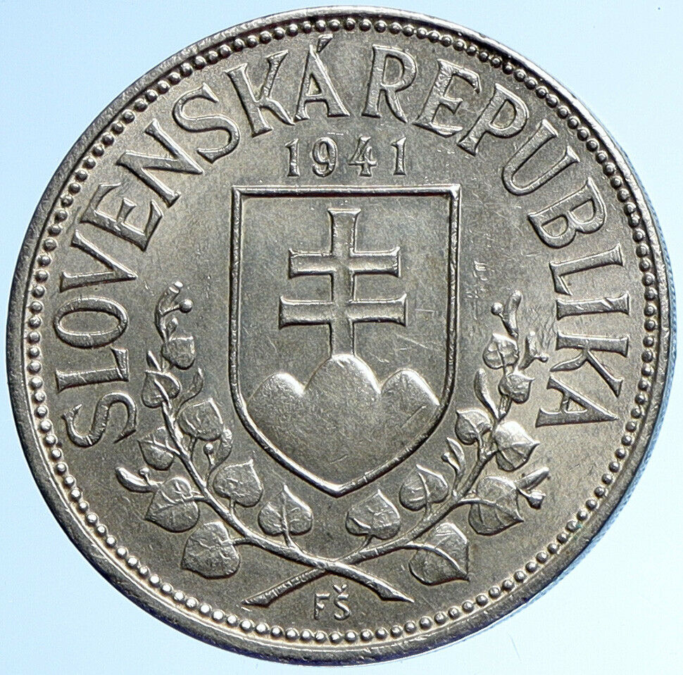 1941 SLOVAKIA SAINT CYRIL AND METHODIUS Slovakian Silver 20 Korun Coin i109917