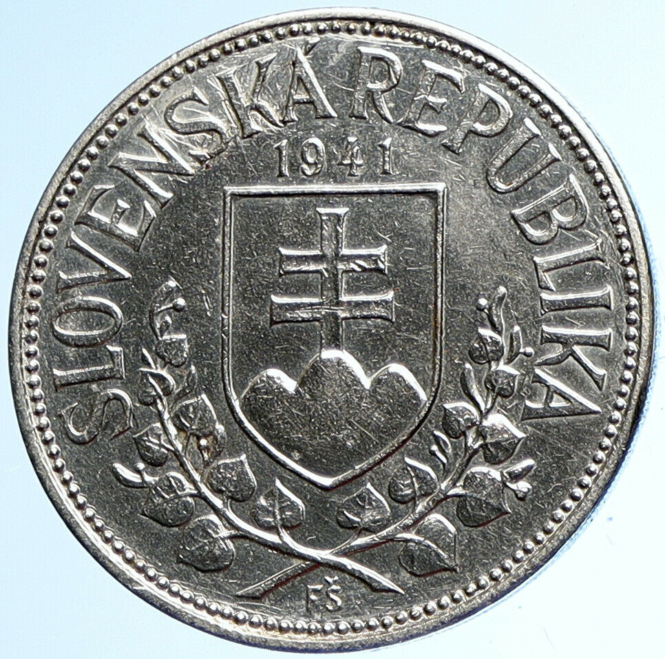 1941 SLOVAKIA SAINT CYRIL AND METHODIUS Slovakian Silver 20 Korun Coin i109908